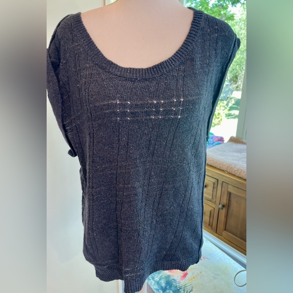 Inhabit Euc Navy Metallic Knit Sweater Tank Size M Lightweight